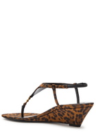 Saint Laurent Cassandra 40 Leopard-print Grosgrain Wedge Sandals