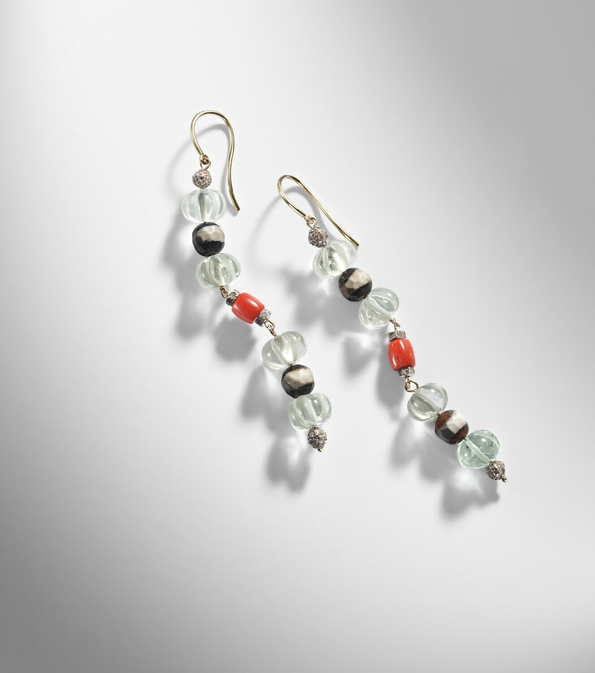 Ileana Makri 9kt gold (375/1000) and sterling silver (925) earrings with gemstones
