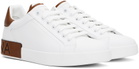 Dolce&Gabbana White & Brown Calfskin Portofino Sneakers