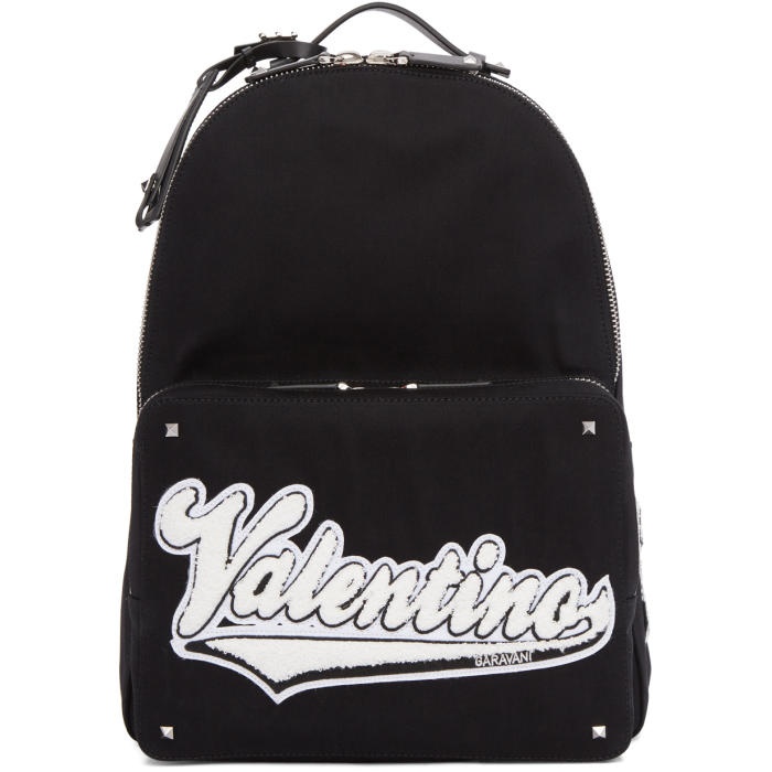 Photo: Valentino Black Valentino Garavani Varsity Backpack