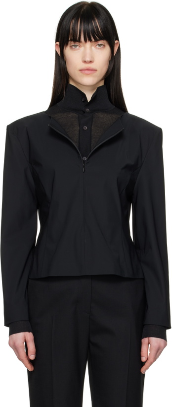 Photo: AMOMENTO Black Boat Neck Two Way Top