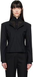 AMOMENTO Black Boat Neck Two Way Top