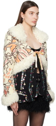 Anna Sui Off-White Nouveau Embroidered Cardigan