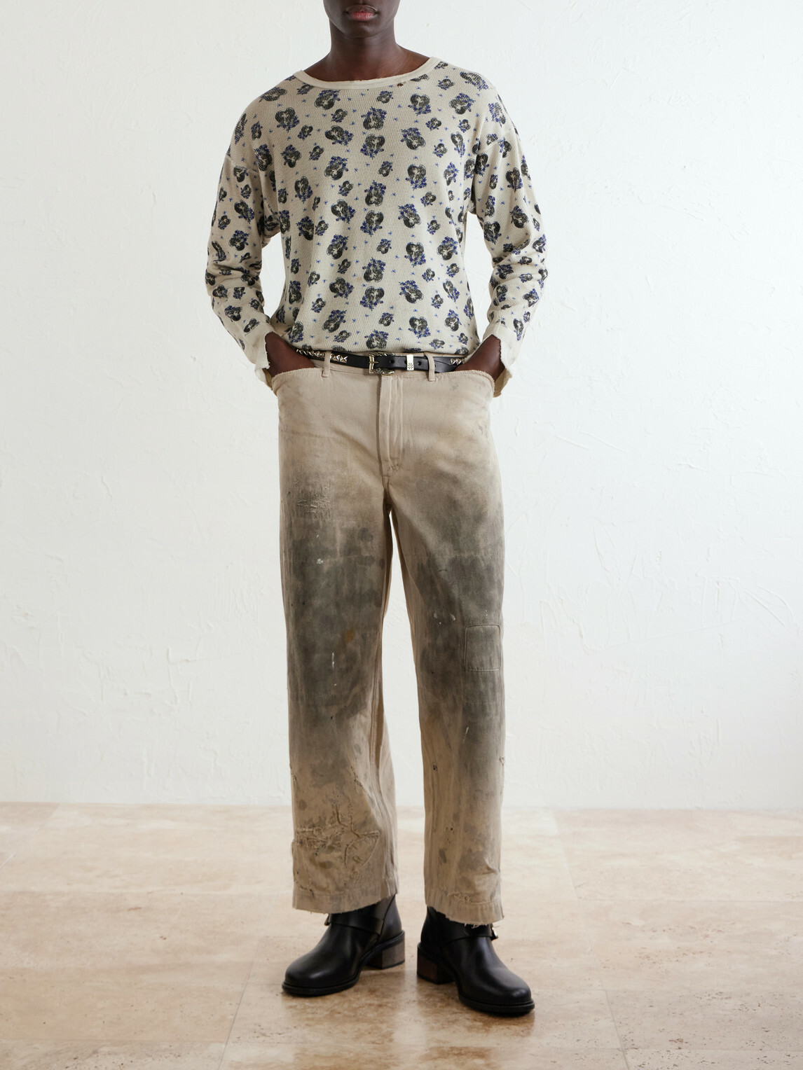Enfants Riches Déprimés - Straight-Leg Distressed Cotton and Linen-Blend Trousers - Neutrals