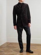 Mr P. - Double-Breasted Cotton-Velvet Tuxedo Jacket - Brown