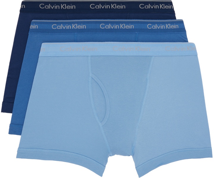 Photo: Calvin Klein Underwear Three-Pack Blue Classic Boxer Briefs