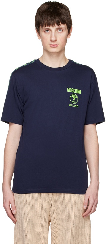 Photo: Moschino Navy Double Question Mark T-Shirt