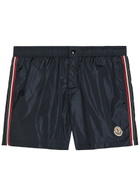 Moncler Logo Nylon Swim Shorts Navy