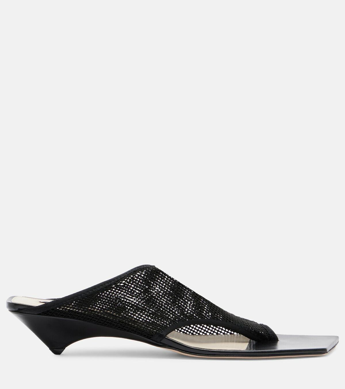 Christen Edge Stretch leather-trimmed mesh mules