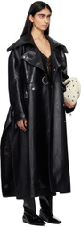 Nanushka Black Teca Regenerated Leather Trench Coat