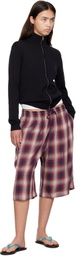 Acne Studios Red & Navy Check Shorts