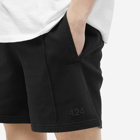 424 Men's Tonal Embroidery Logo Track Short in Black