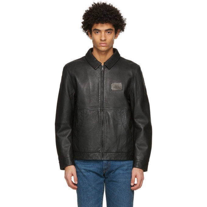 Photo: Saturdays NYC Black Leather Harrington Jacket