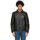 Saturdays NYC Black Leather Harrington Jacket
