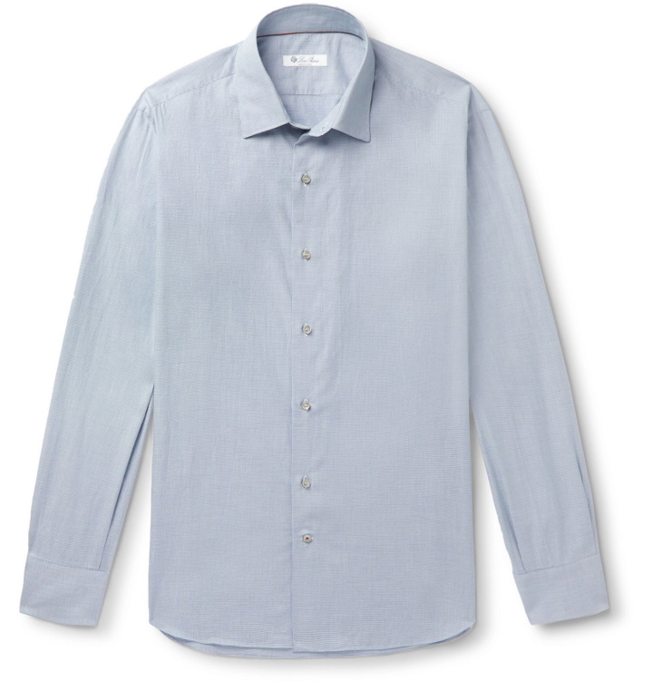 Photo: Loro Piana - Puppytooth Brushed-Cotton Shirt - Blue