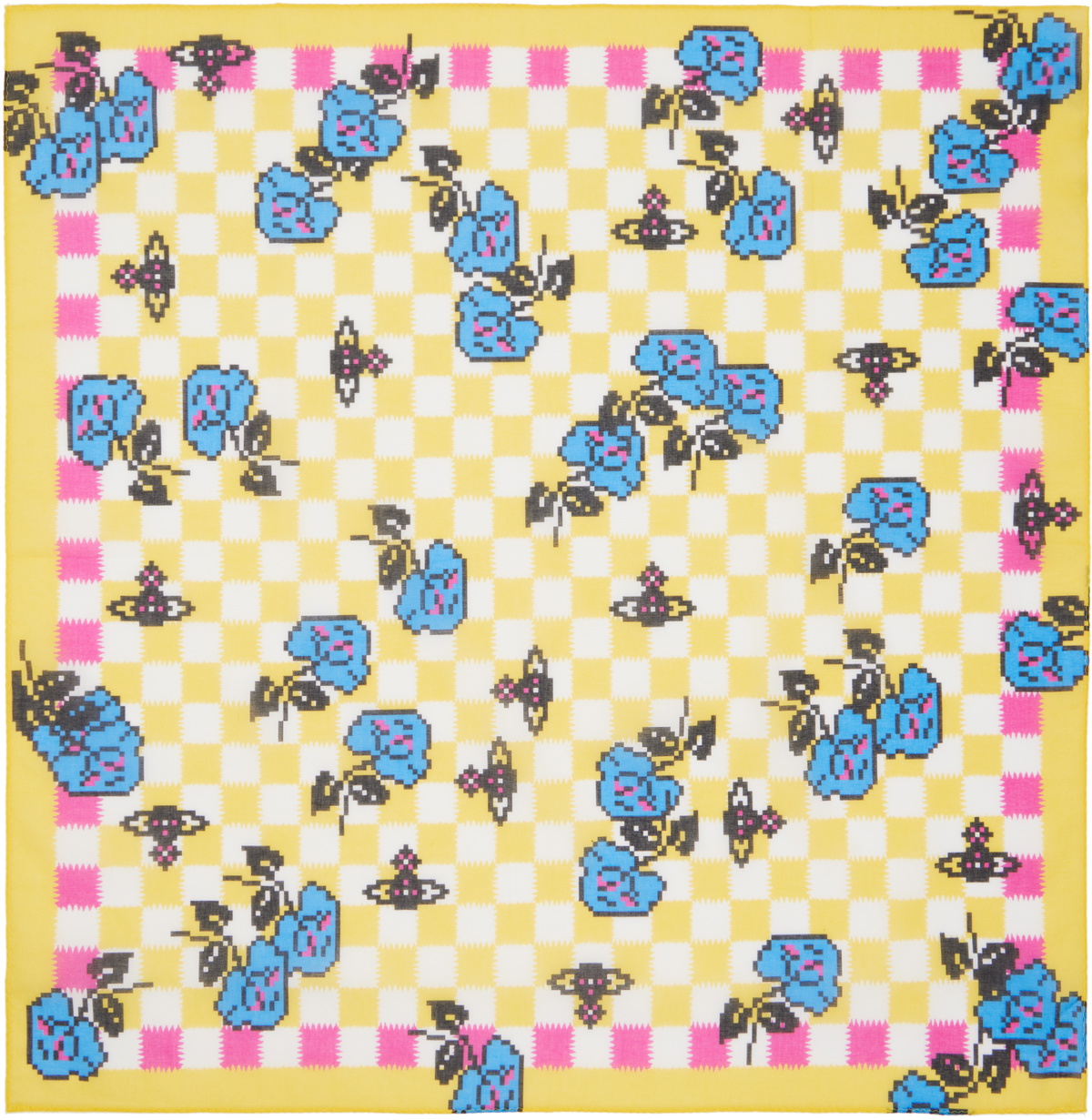 Vivienne Westwood Yellow Pixel Rose Pocket Square