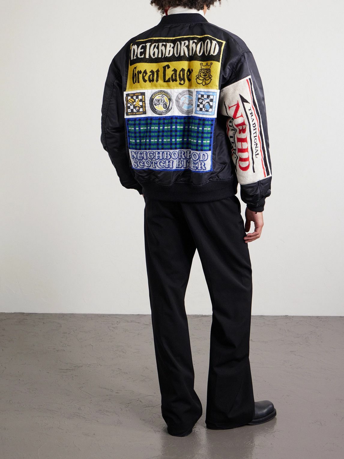 Neighborhood - MA-1 Appliquéd Padded Twill Bomber Jacket - Black