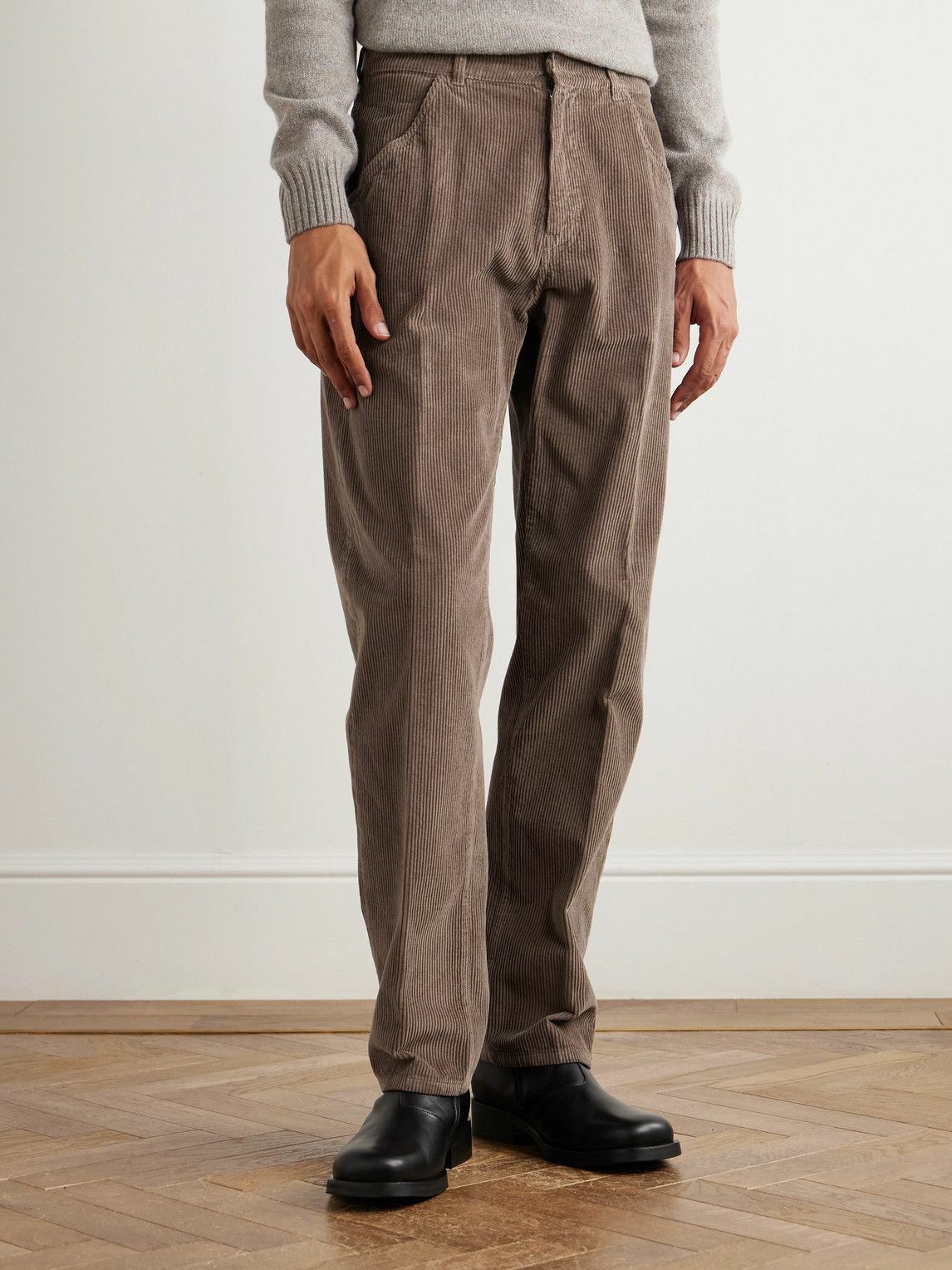Altea - Reed Straight-Leg Garment-Dyed Cotton-Corduroy Trousers - Brown