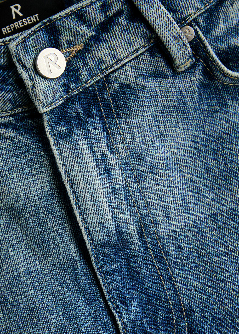 Represent Bermuda Faded Denim Shorts