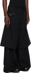 LU'U DAN Black Double-Deck Denim Jeans