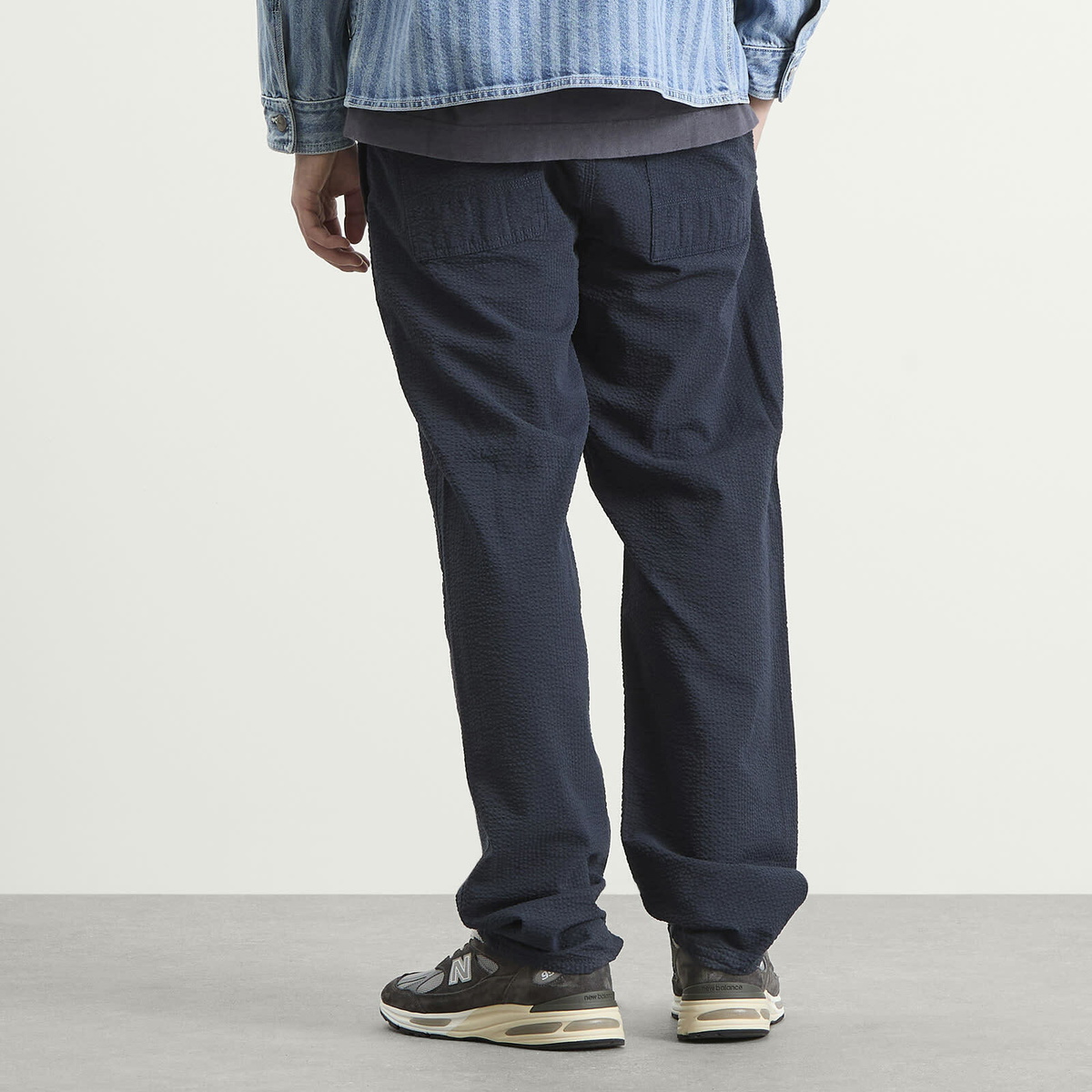 Foret Men's Calm Seersucker Pants in Navy