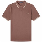 Fred Perry Men's Twin Tipped Polo Shirt in Brick/Warm Grey