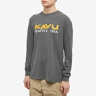 KAVU Men's Long Sleeve Spellout T-Shirt in Gunmetal