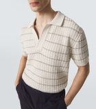 Brioni Embroidered cotton and linen polo shirt