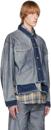 JieDa Navy Cut Off Denim Jacket