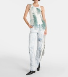 Acne Studios Feather-trimmed cotton-blend tank top