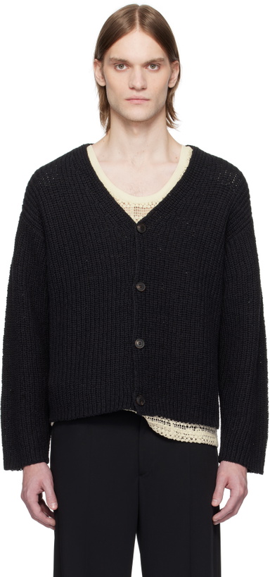 Photo: CMMN SWDN Black Eldar Tape Knit Cardigan