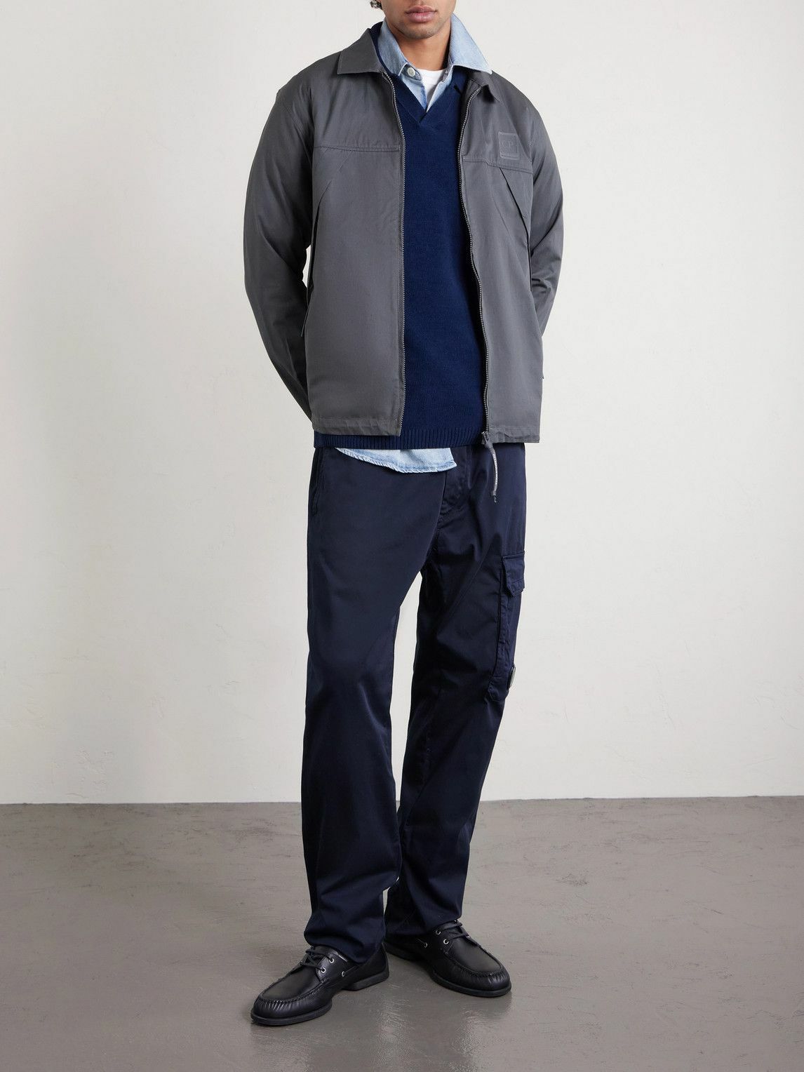 C.P. Company - Straight-Leg Logo-Appliquéd Cotton-Blend Cargo Trousers - Blue