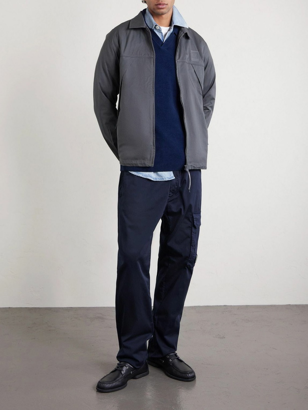 Photo: C.P. Company - Straight-Leg Logo-Appliquéd Cotton-Blend Cargo Trousers - Blue