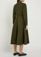 Moncler Drawstring Poplin Midi Shirt Dress Dark Green