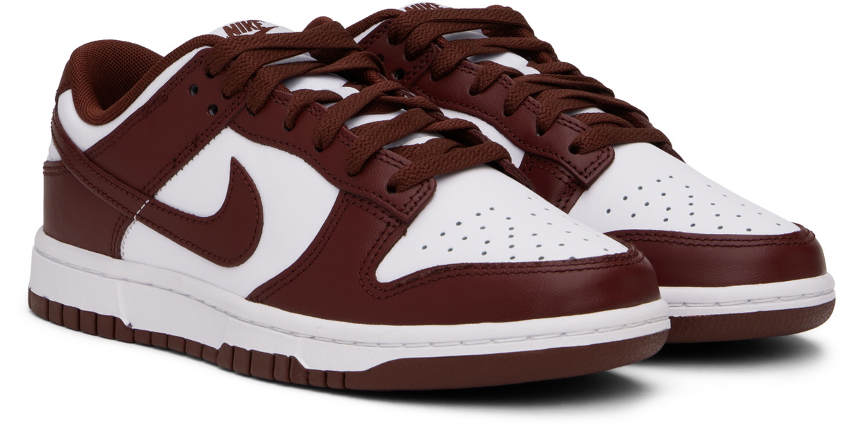 Nike Burgundy and White Low-Top Sneakers Nike Burgundy & White Dunk Low Retro Sneakers Nike main image 3