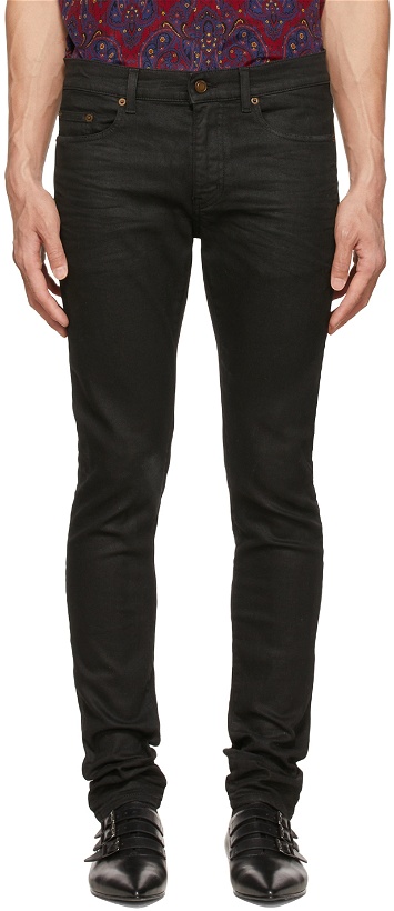 Photo: Saint Laurent Black Skinny Coated Denim Jeans
