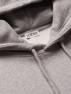 Loewe - Leather-Trimmed Cotton-Jersey Hoodie - Gray