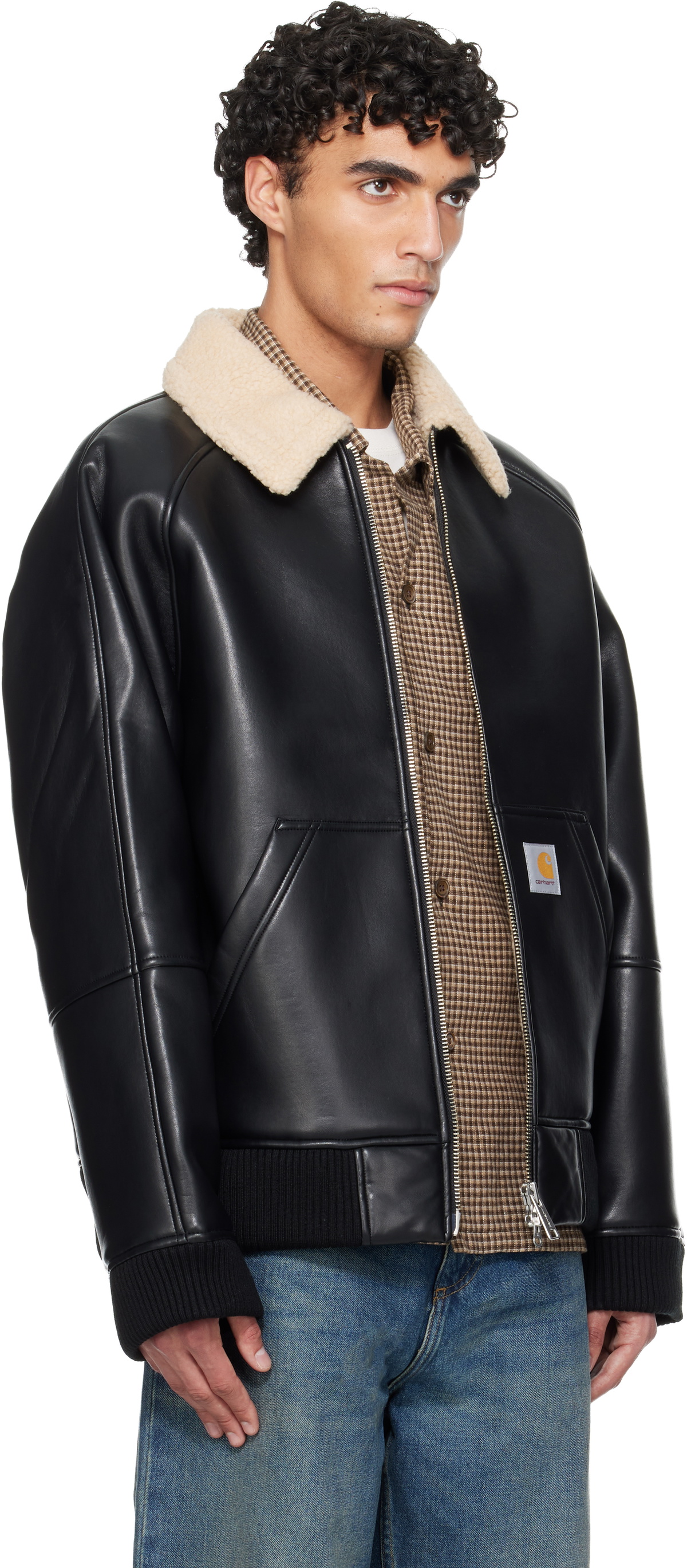Carhartt Work In Progress Black Shepton Faux-Leather Jacket