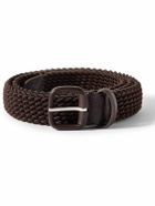 Charvet - 3cm Leather-Trimmed Woven Cord Belt - Brown