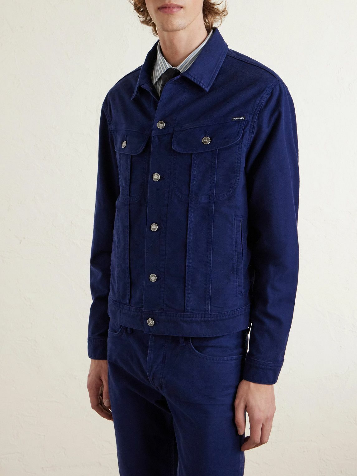 TOM FORD - Icon Cotton-Blend Moleskin Jacket - Blue