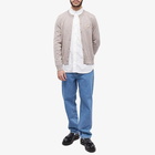 Maison Kitsuné Men's Chillax Fox Patch Adjusted R-Neck Cardigan in Beige Melange