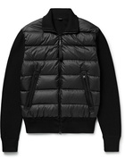 TOM FORD - Slim-Fit Leather-Trimmed Ribbed Wool and Quilted Shell Down Jacket - Black