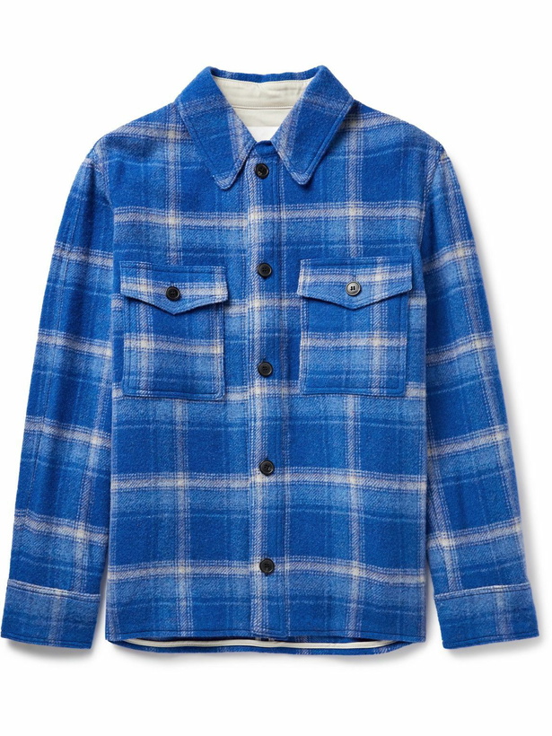 Photo: Isabel Marant - Oversized Checked Wool-Blend Felt Overshirt - Blue