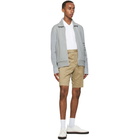 Thom Browne Grey French Terry 4-Bar Bomber Jacket