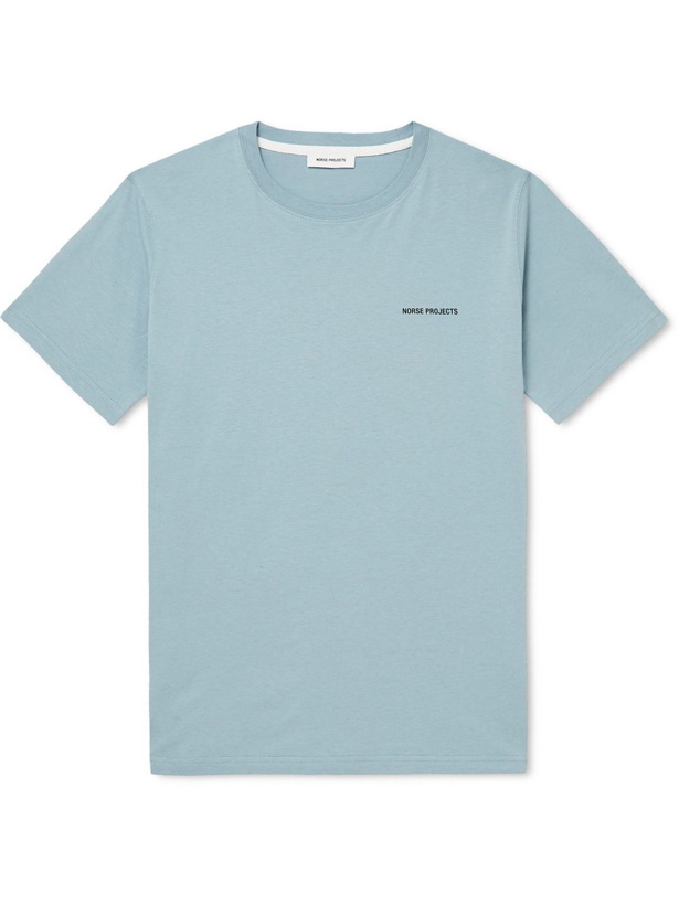 Photo: Norse Projects - Niels Slim-Fit Logo-Print Cotton-Jersey T-Shirt - Blue