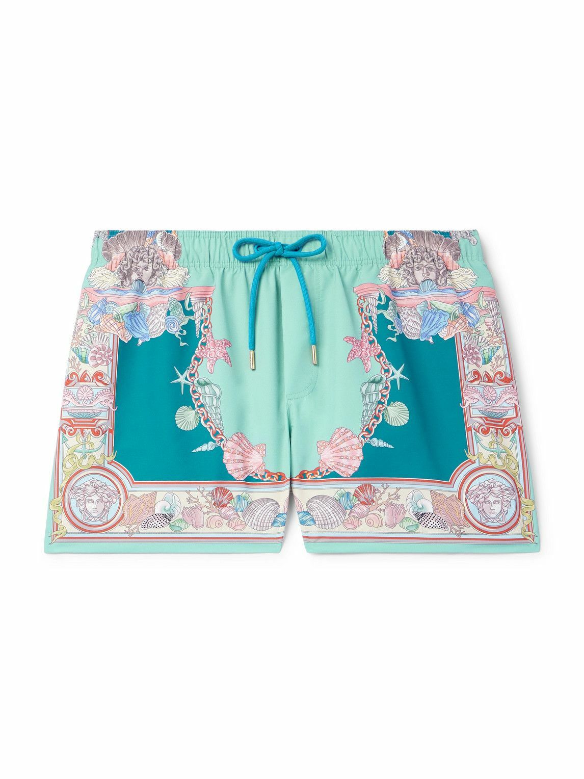 Versace - Straight-Leg Mid-Length Printed Swim Shorts - Green