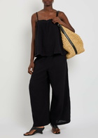 Eileen Fisher Wide-leg Cotton Trousers Black