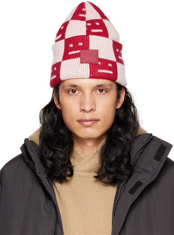 Photo: Acne Studios Red & Pink Checkerboard Beanie