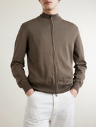 Canali - Slim-Fit Cotton Zip-Up Sweater - Brown