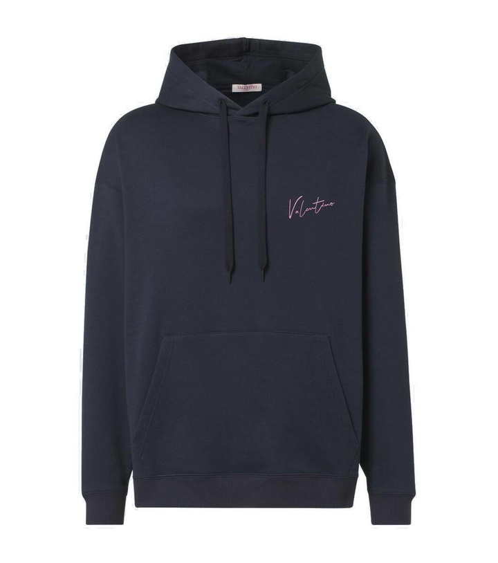Photo: Valentino Logo cotton-blend jersey hoodie